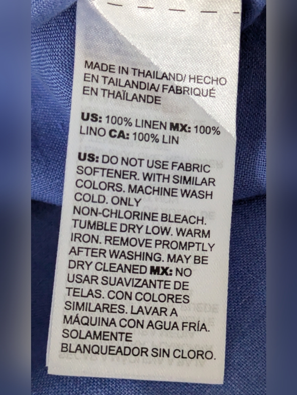 NWT....Chico's Blue "No Iron"Linen Blouse - Size 3 (US 16) - Picture 10 of 11